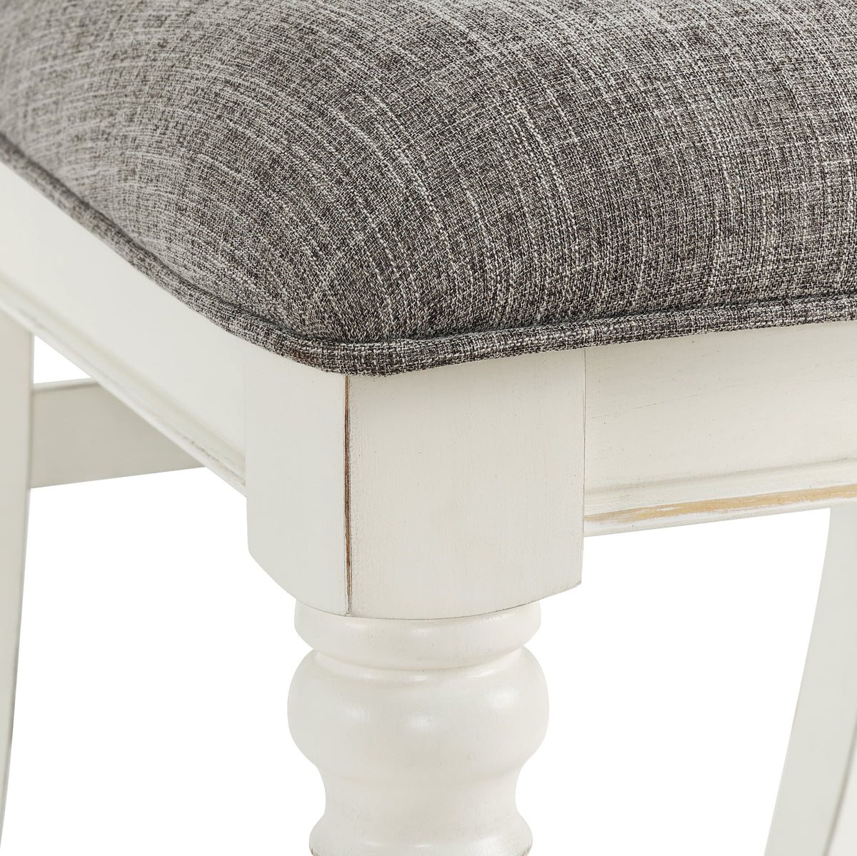 Antique White Solid Wood Upholstered Dining Chairs, Set of 2 L60768