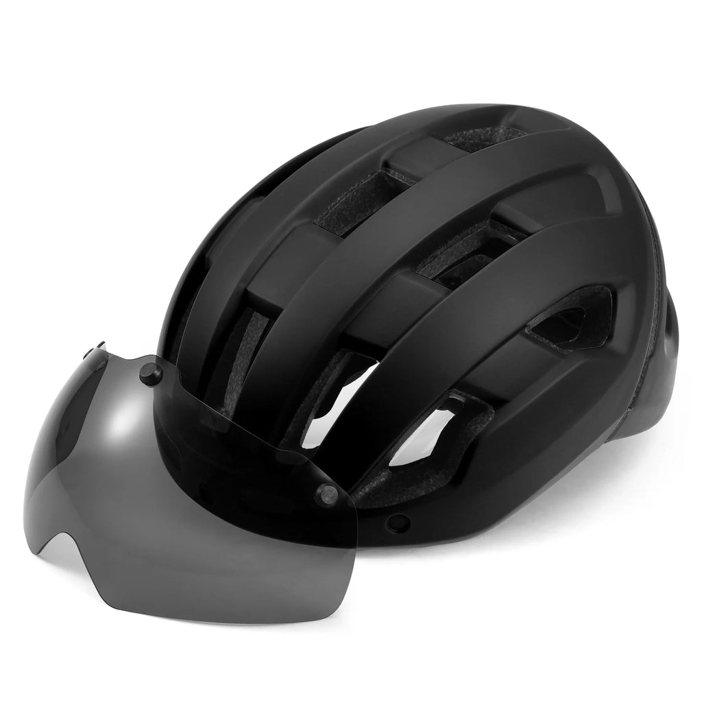 Lightweight Cycling Helmet with Rear Light and Magnetic Goggles Z24417