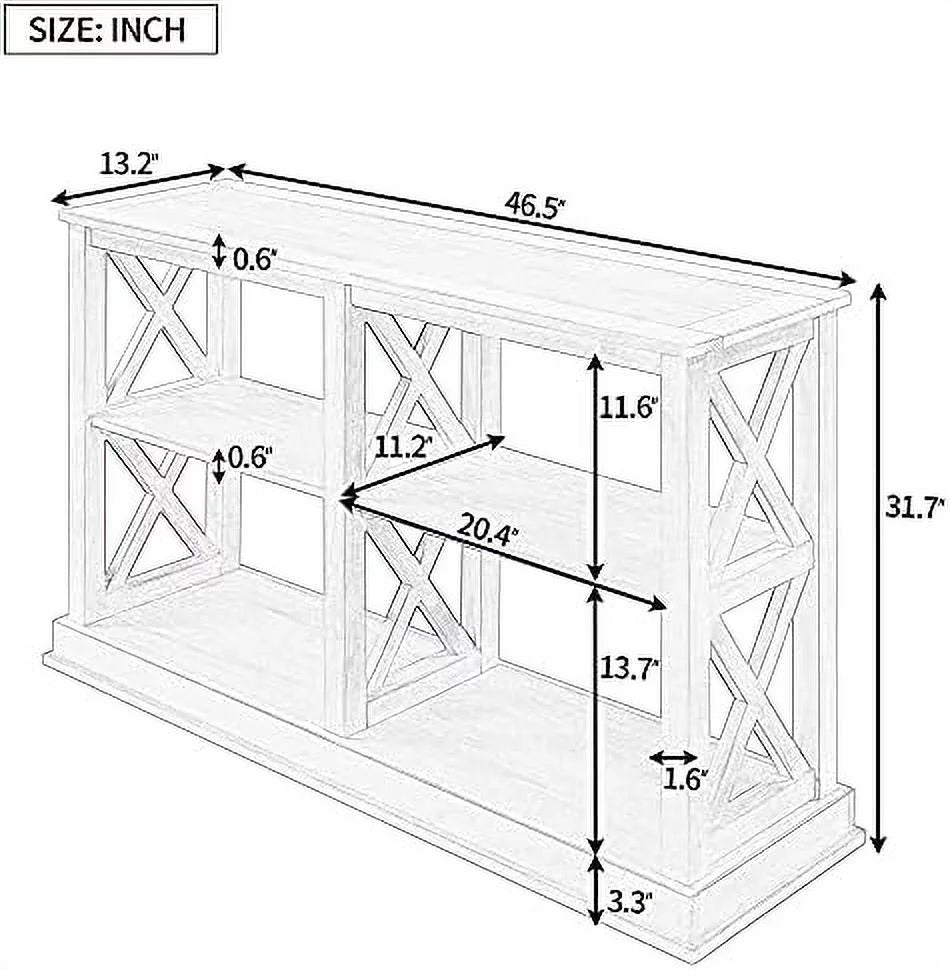 Black 3 Tier Wood Console Table L734