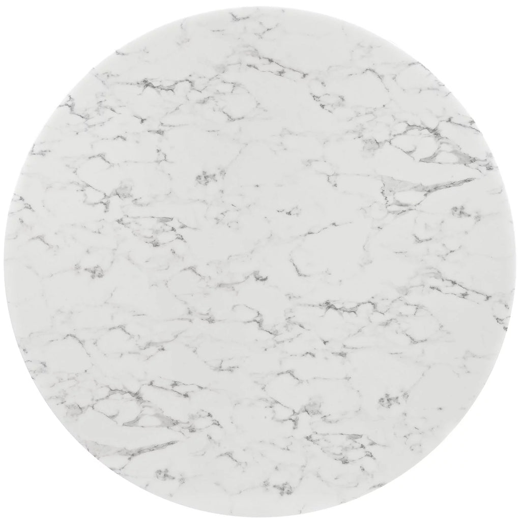 Round White Marble Metal Dining Table R90824