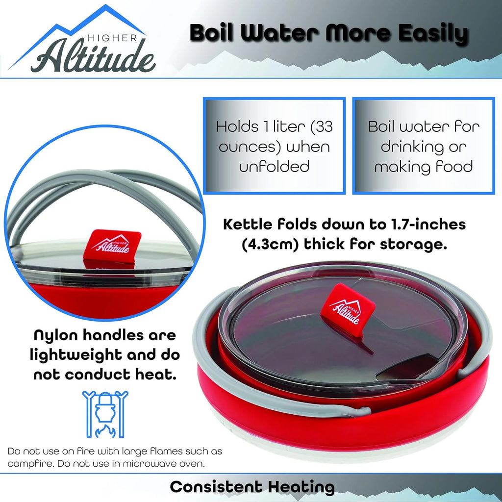 Collapsible 1L Red Travel Kettle P96845