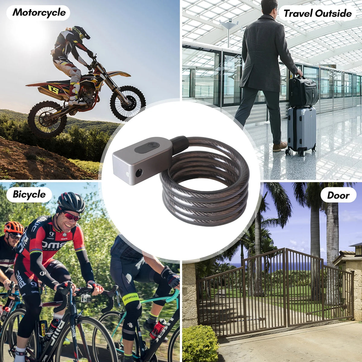 Keyless Cable Lock with Built-In Battery B6962