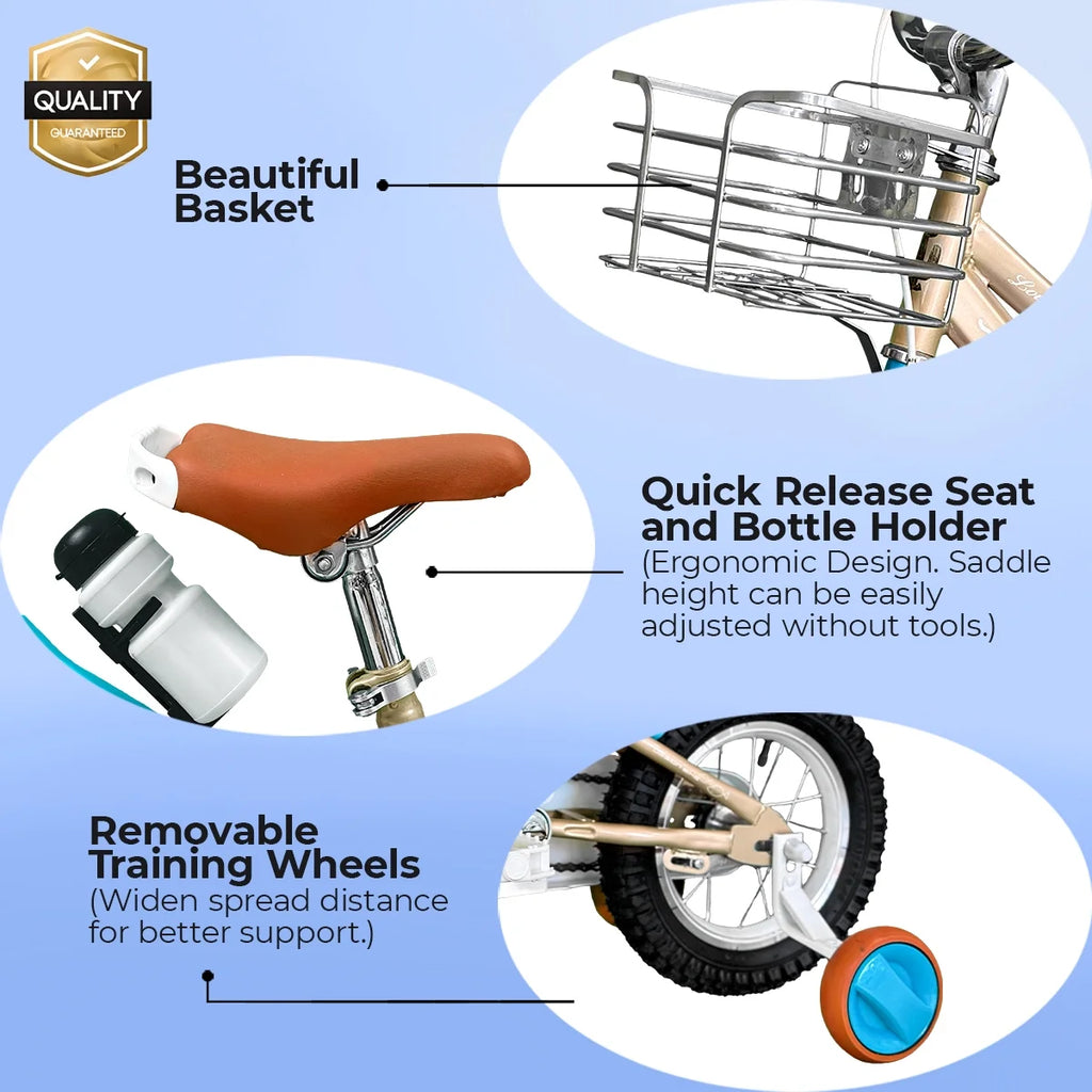 12 Inch Kids Bike with Training Wheels & Basket Z896
