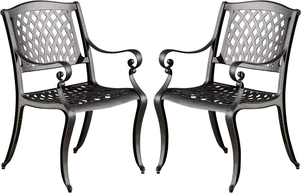 Cast Aluminum Chairs, 2-Pcs Set, Antique Matte Black M250