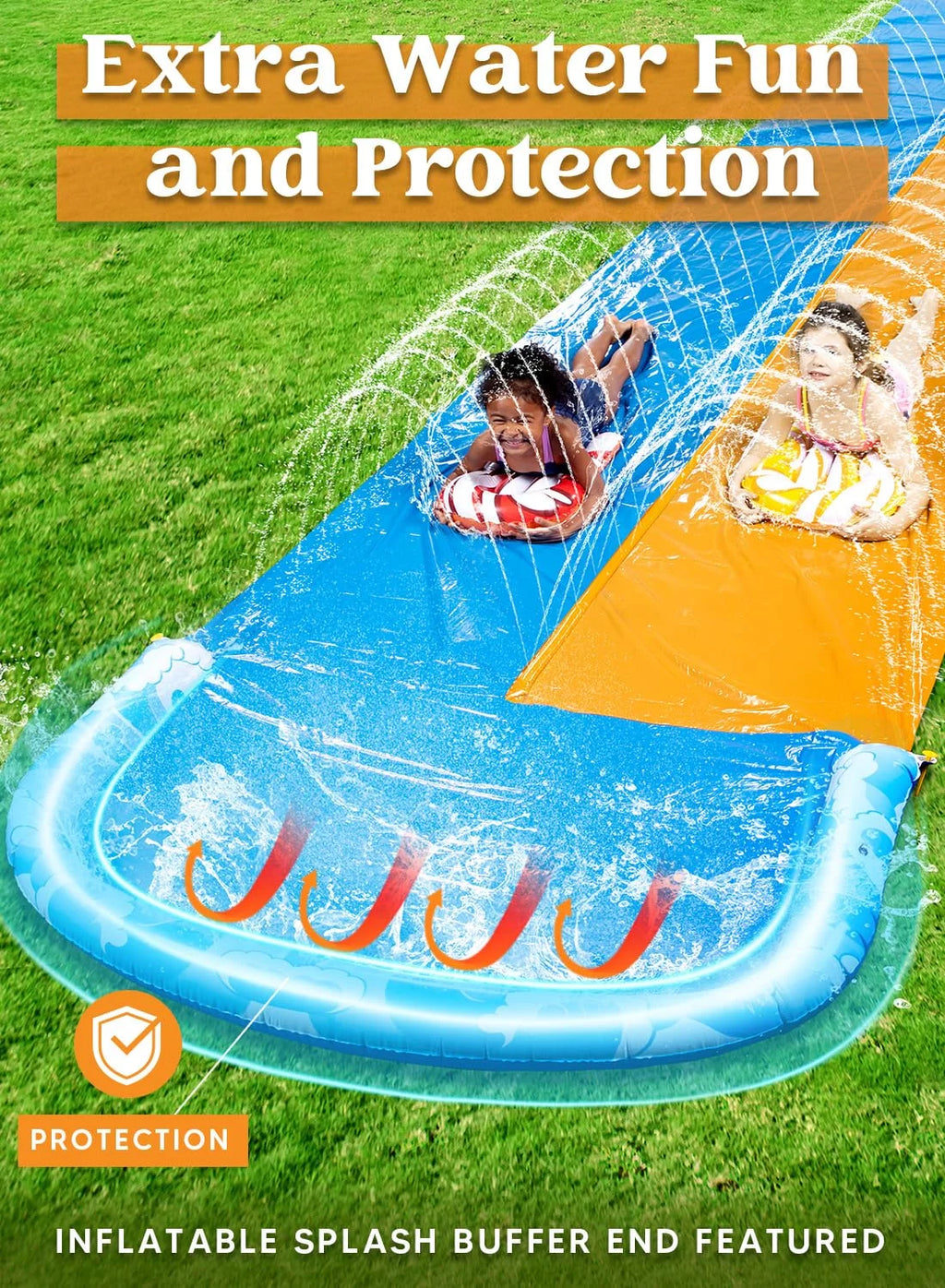 22.5ft Water Slides and 2 Bodyboards P640