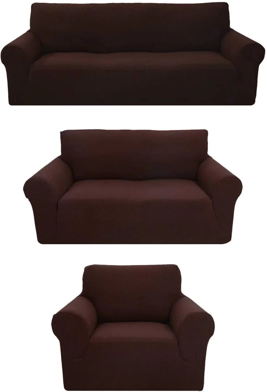 3-Piece Brushed Polyester Spandex SlipCover Set for Sofa Loveseat Couch Arm Chair I8639